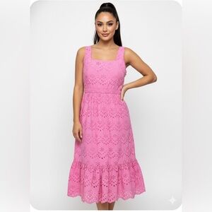 Calypso St. Barth Rosy Eyelet Midi Dress